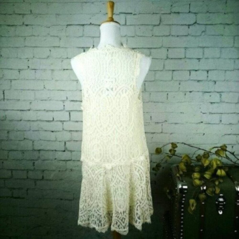 Free People Heart In Two Mini Lace Dress Cream Medium - Picture 3 of 5